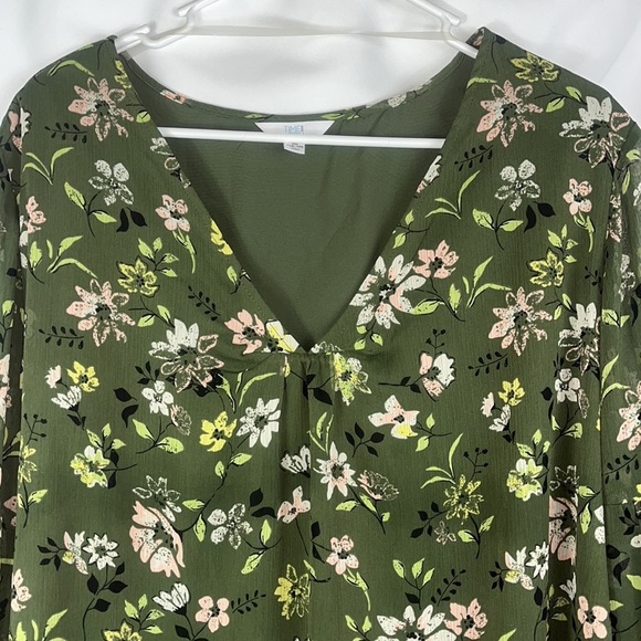 Time and Tru balloon sleeve flowy chiffon romantic blouse Sz XL (16-18) - Picture 5 of 12